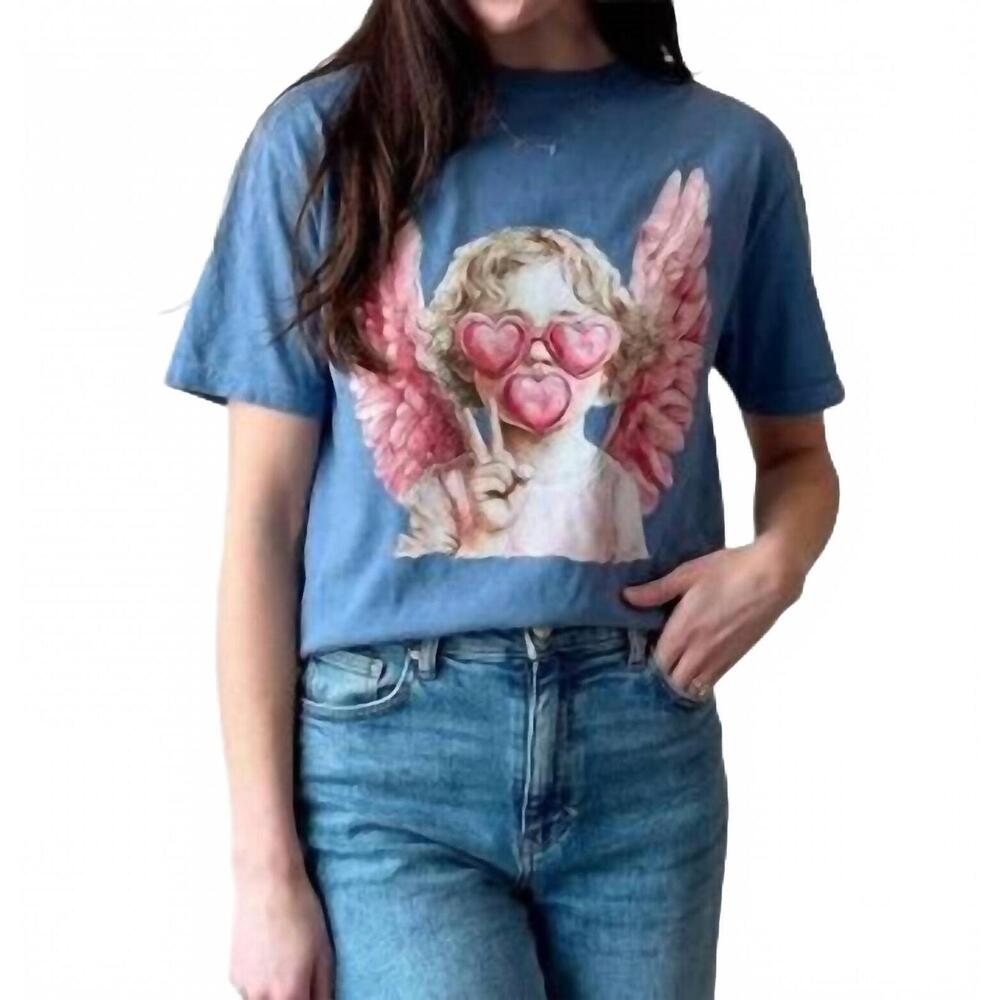 NEW KISSED APPAREL cupid baby graphic tee in blue